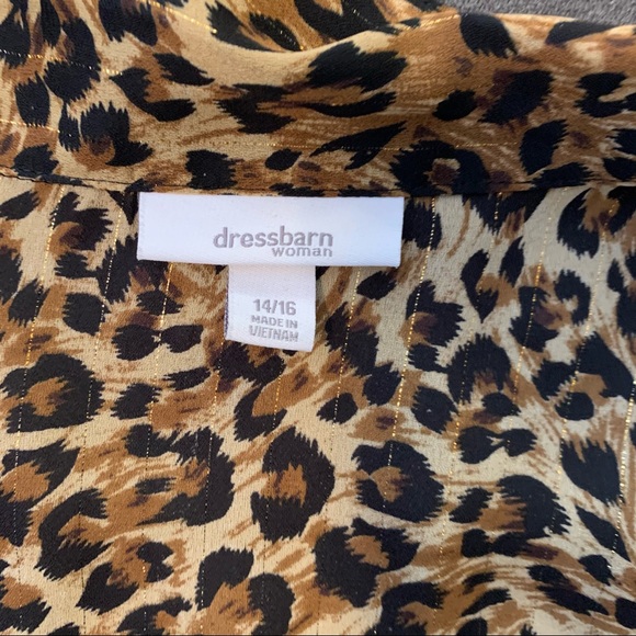 DressBarn leopard sheer with cuffed sleeve sz 14/16 - Picture 8 of 9